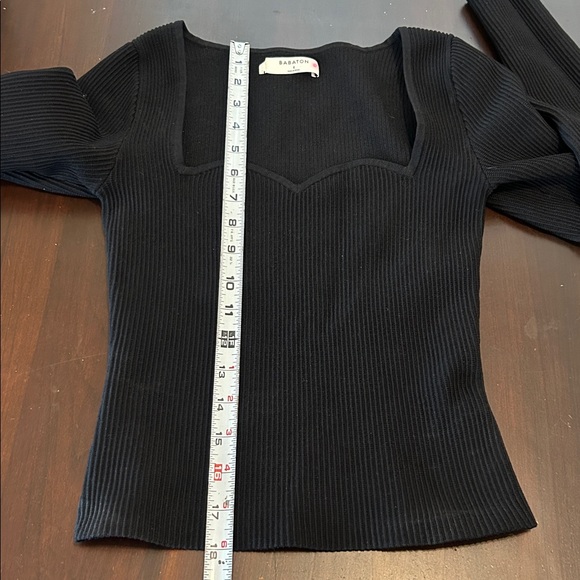 Aritzia Babaton Sculpt Knit Sweetheart Neck Long Sleeve Top Black Size S - Picture 8 of 13